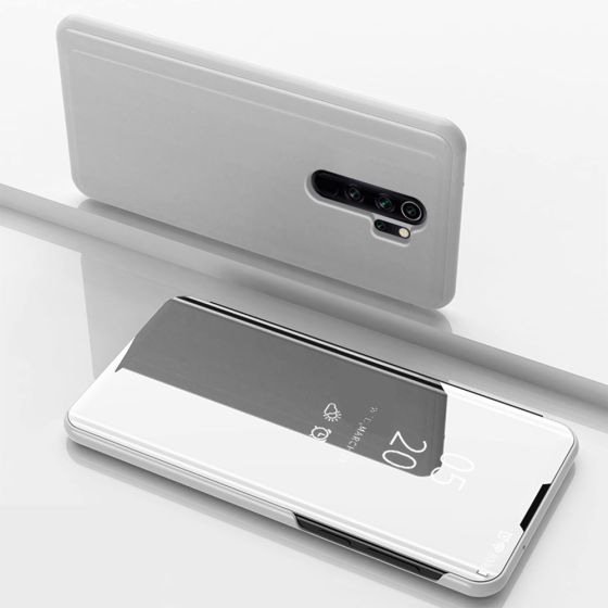 Spiegel Handyhülle für Xiaomi Redmi Note 8 Pro Flipcase Silber