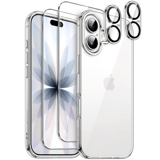 3-in-1 Handyschutz Set für iPhone 17 Hülle Transparent mit Schutzglas und Kameraprotektor
