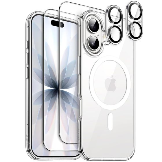 Set für iPhone 17 bestehend aus einer MagSafe kompatiblen Handyhülle, Schutzgläsern und Kamera Protektor