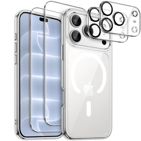 Transparente MagSafe Hülle für iPhone 18 Pro Max mit Schutzglas & Kameraschutz – 5-in-1 Set