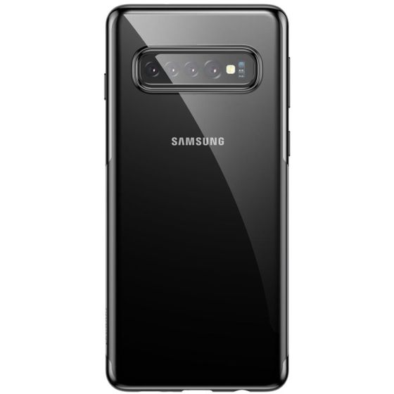 Transparente Schutzhülle für Samsung Galaxy S10 Plus mit schwarzen Rahmen 