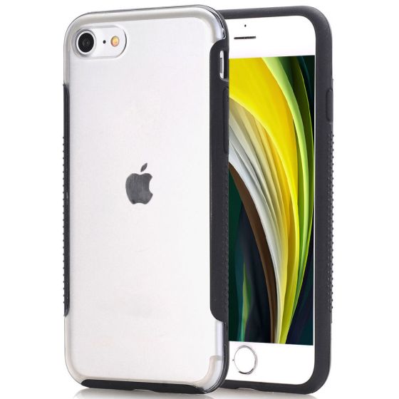 Handyhülle für Apple iPhone SE 2020 in Transparent mit schwarzen Rahmen aus weichen Silikon