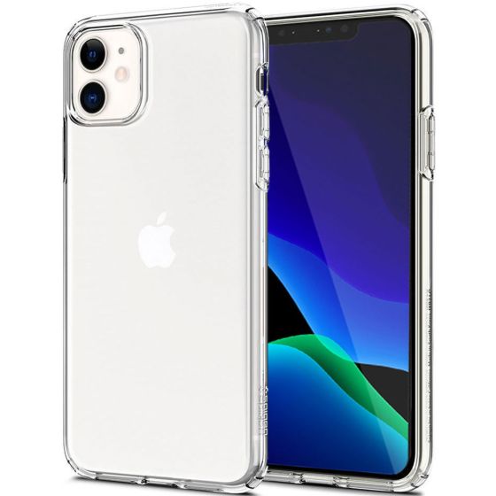 Transparentes, kristallklares Spigen iPhone 11 Hybrid Case mit weichem TPU-Silikon Rahmen und robuster Rückseite