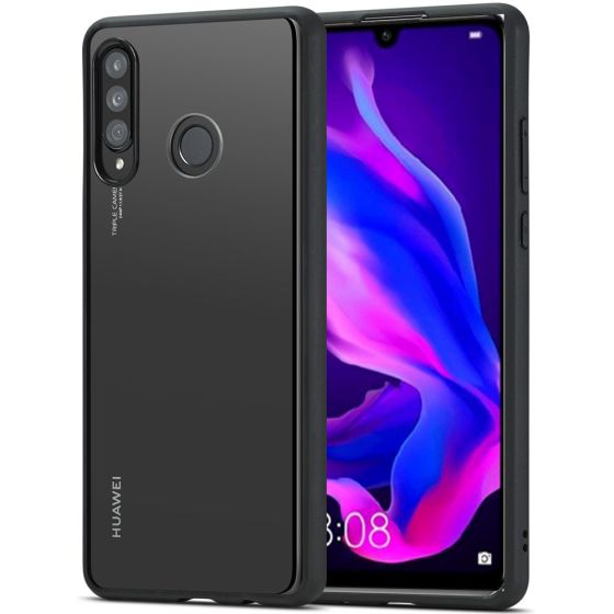 Transparente kristallklare Hülle für Huawei P30 Lite Case mit schwarzen Rahmen