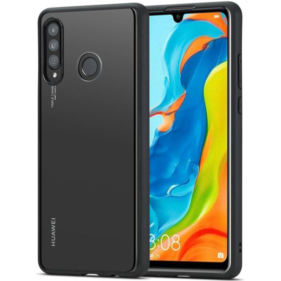 Transparente kristallklare Hülle für Huawei P30 Lite New Edition Case mit schwarzen Rahmen