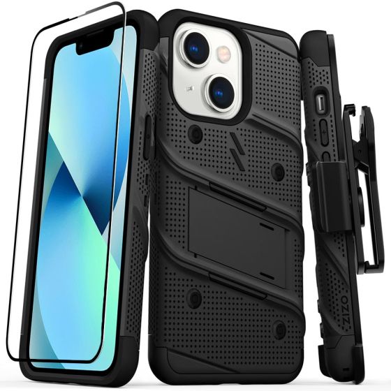 Handyhülle für iPhone 13 Mini Case inklusive Schutzglas Schwarz