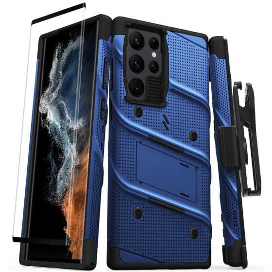 Zizo Hülle für Samsung Galaxy S22 Ultra Case inkl. Gürtelclip Blau