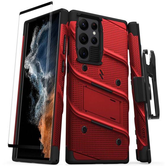 Zizo Hülle für Samsung Galaxy S22 Ultra Case inkl. Gürtelclip Rot